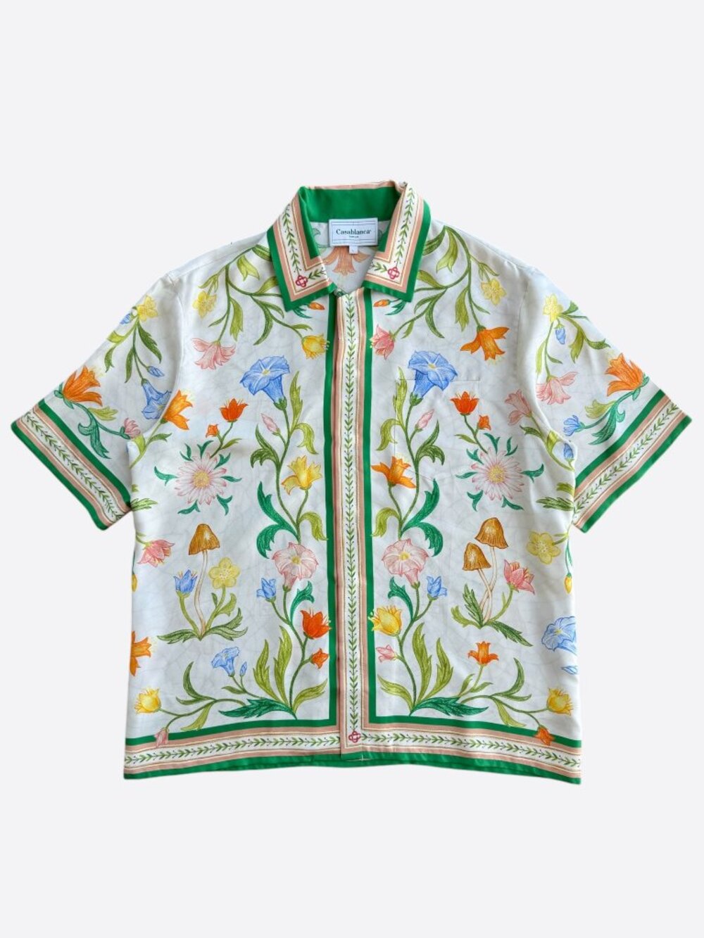 Casablanca White & Multicolor L'Arche Fleurie Silk Button Up Shirt